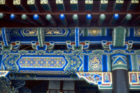 Photo of intricately painted Chinese roof beams