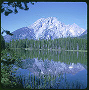 Mountain reflected in calm lake,  Grand Teton National Park